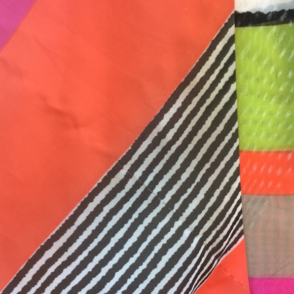 Celine x Champion ribbon tie neckline sleeveless colorful ribbed hem top size M - Picture 5 of 7